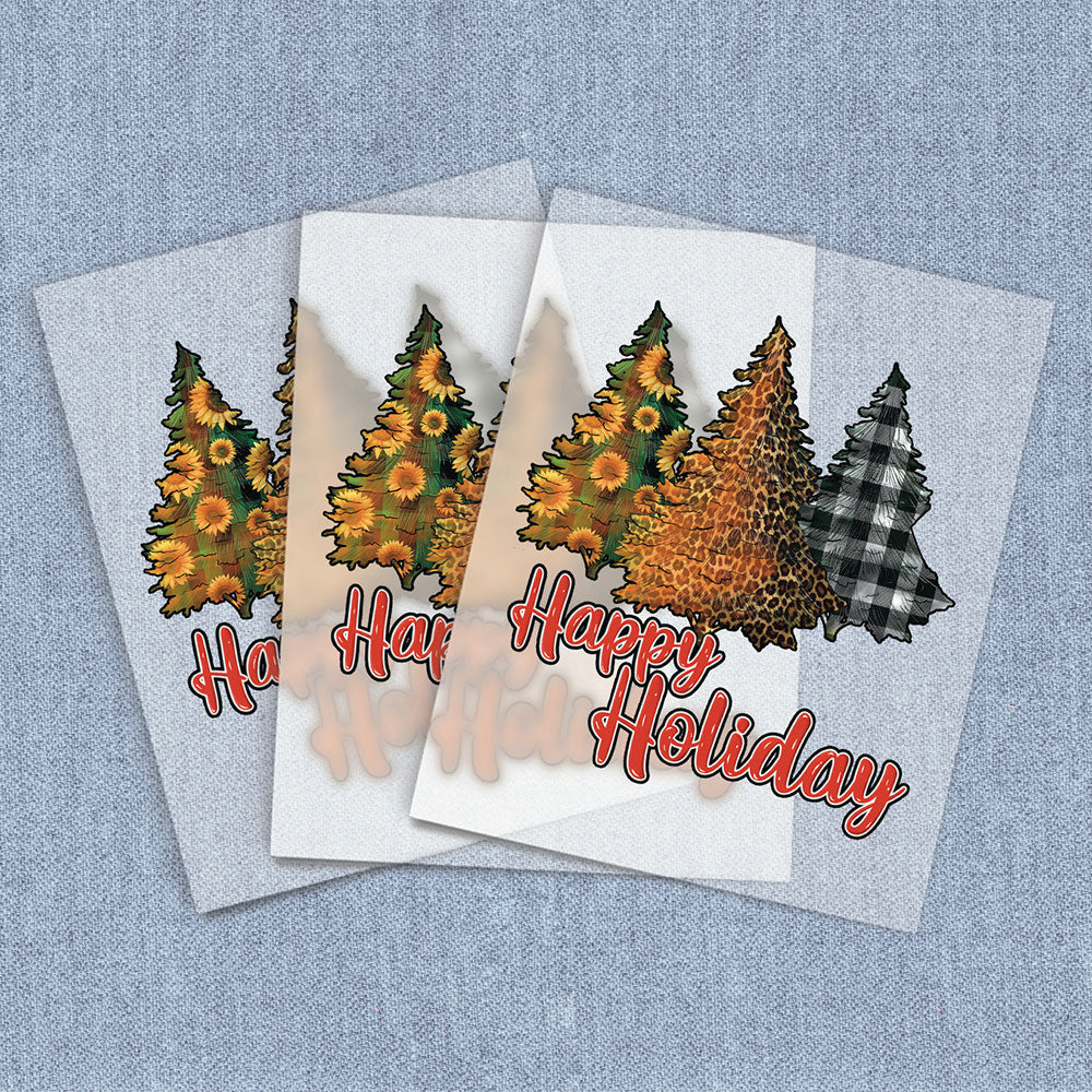 Happy Holiday Patterned | Seasonal, Christmas DTF Heat Transfers