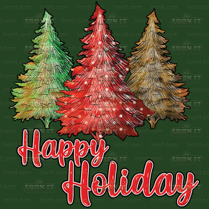 Happy Holiday Trees | Seasonal, Christmas Direct to Film Heat Transfers