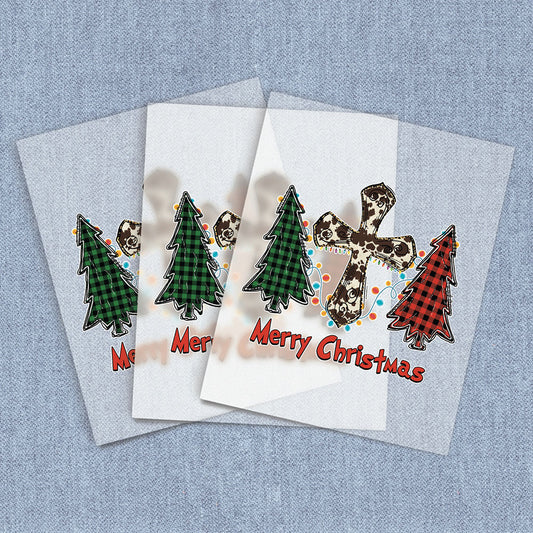 Merry and Bright Leopard Cross | Seasonal, Christmas DTF Heat Transfers