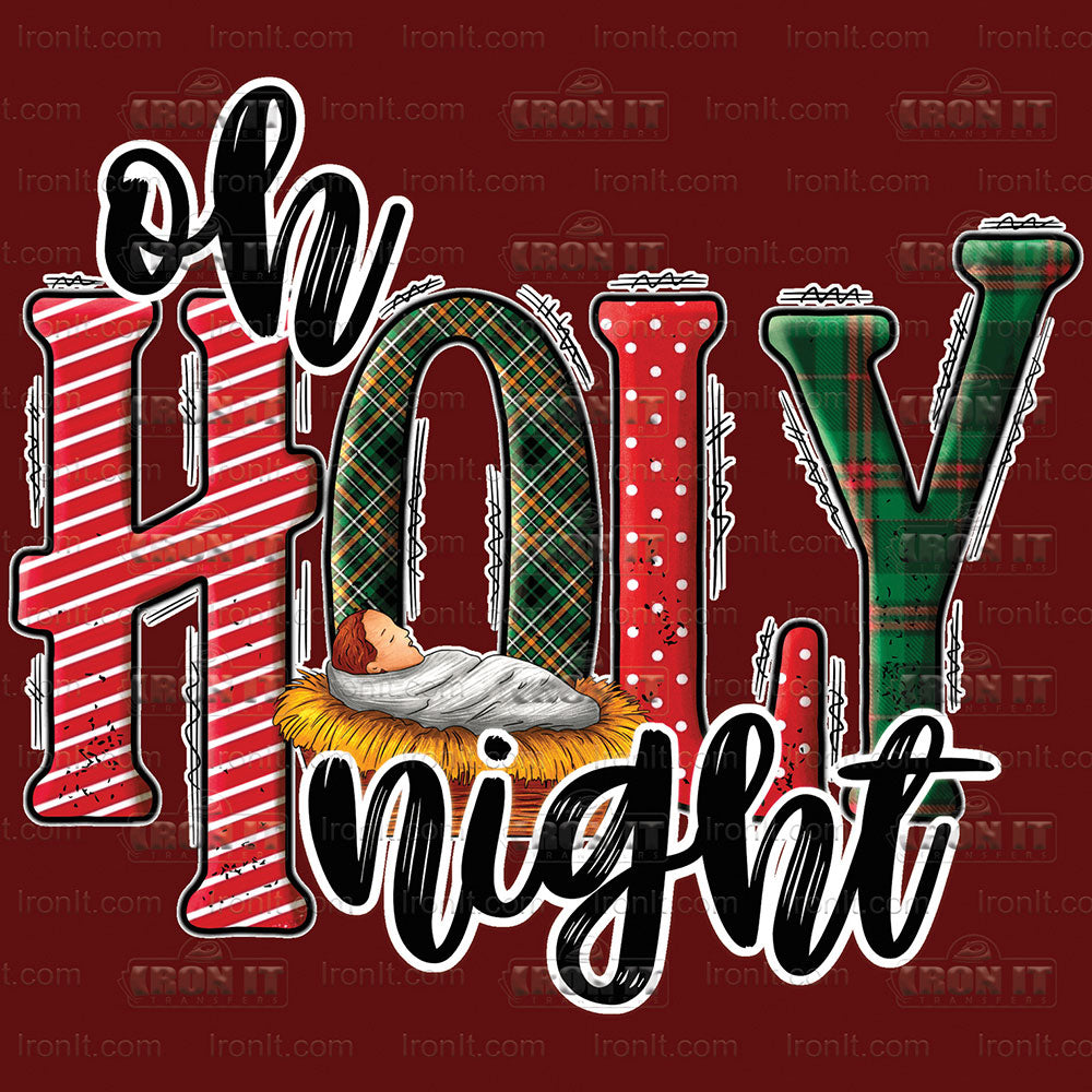 Oh Holy Night Jesus | Seasonal, Christmas Direct to Film Heat Transfers