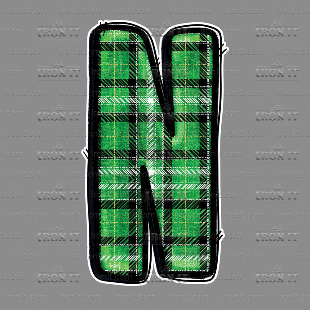 N Green, Black & White Plaid