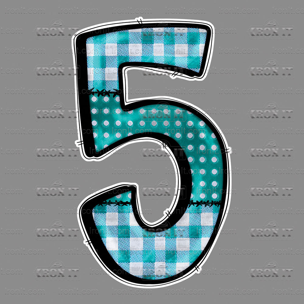 5 Teal Plaid & Polka Dot