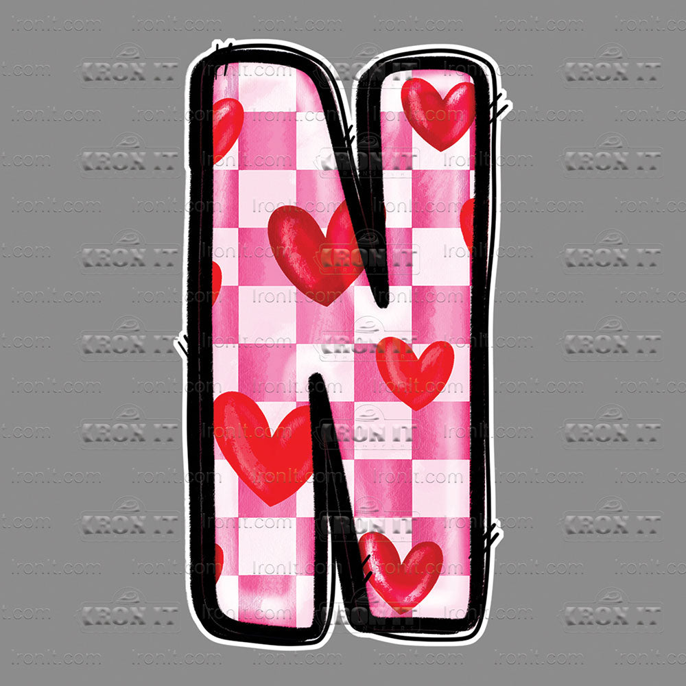 N Pink Checkered & Hearts