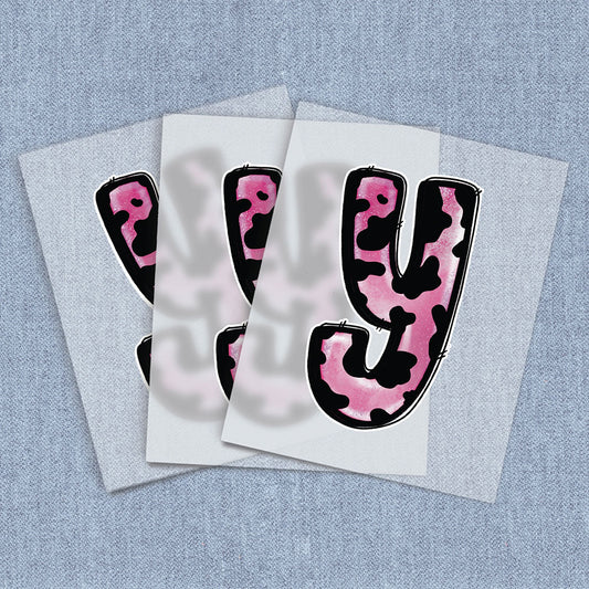 Y Black & Pink Cow Print