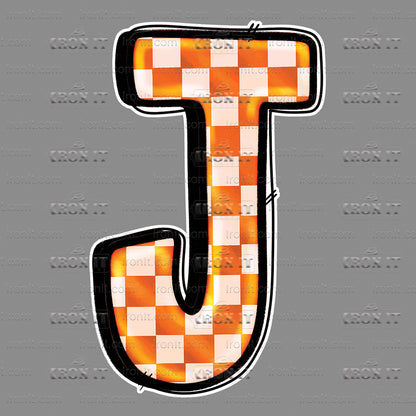 J Orange & White Checkered