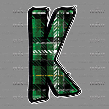 K Green, Black & White Plaid