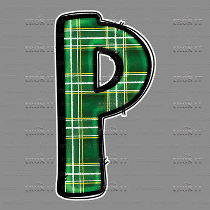 P Green, White & Yellow Plaid