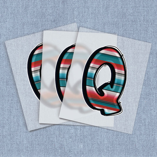 Q Red, Teal, White & Black Stripes