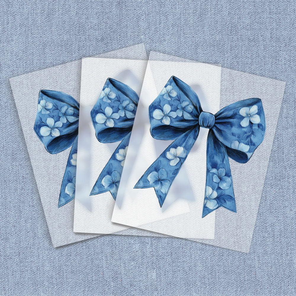 Blue Flowers Coquette Bow