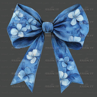 Blue Flowers Coquette Bow