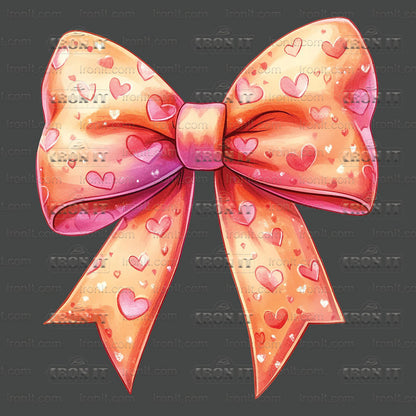 Orange Hearts Coquette Bow