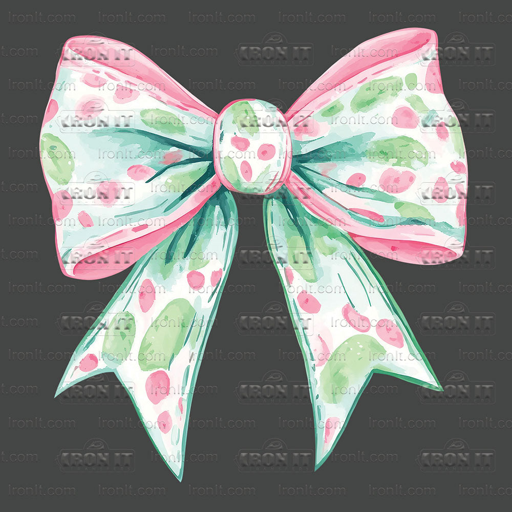 Pink & Green Polka Dots Coquette Bow