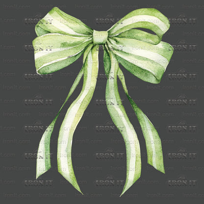 Green Stripe Coquette Bow