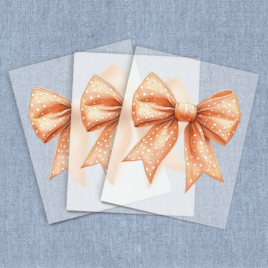 Watercolor Orange Polka Dots Coquette Bow