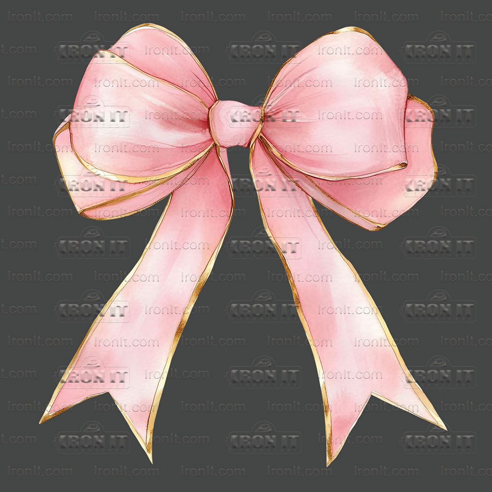 Pink With Gold Outline Coquette Bow