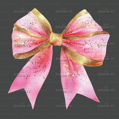 Pink & Gold Sparkle Coquette Bow