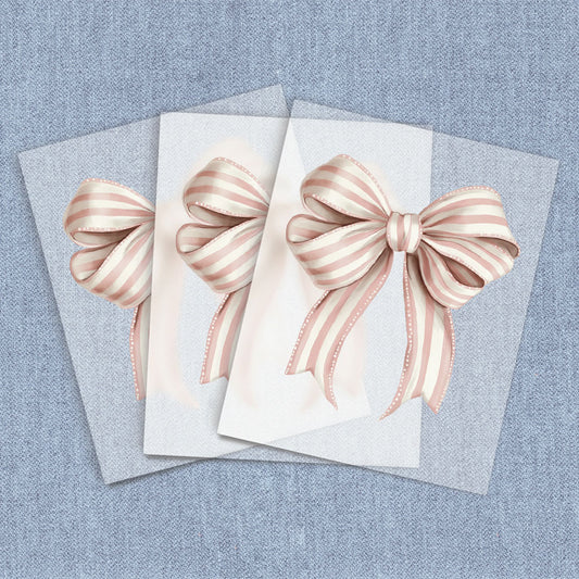 Vintage Pink & White Stripes Coquette Bow