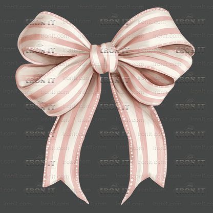 Vintage Pink & White Stripes Coquette Bow