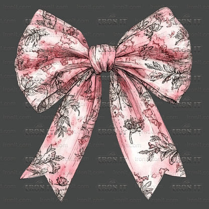 Pink & Black Flowers Coquette Bow