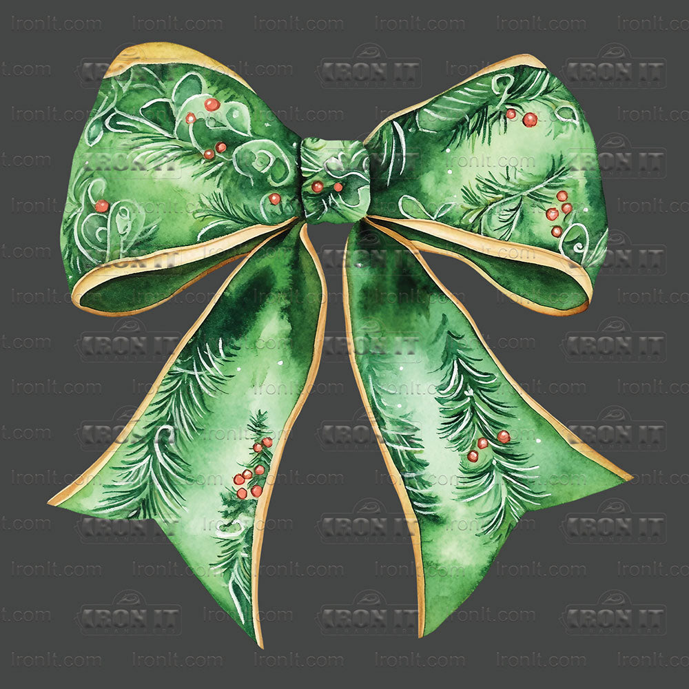 Christmas Holly Gold Coquette Bow