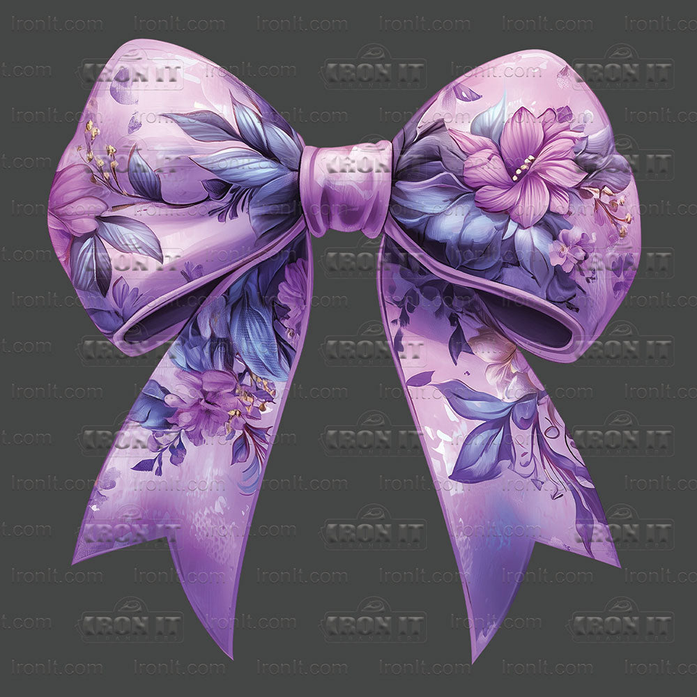 Purple Flowers Coquette Bow