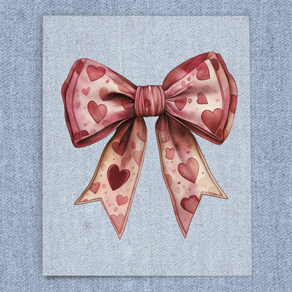 Dark Red Hearts Coquette Bow