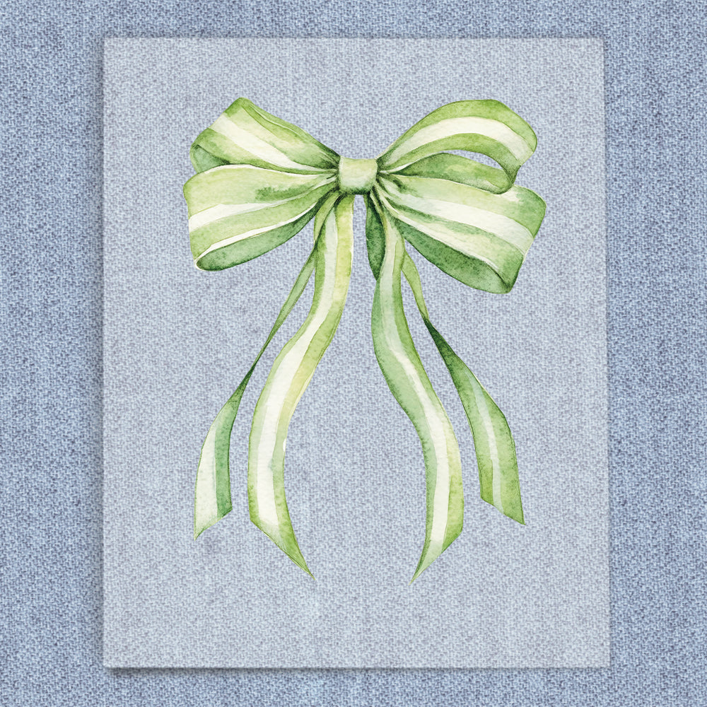 Green Stripe Coquette Bow