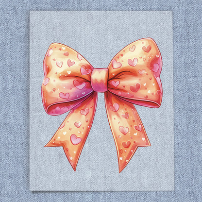 Orange Hearts Coquette Bow