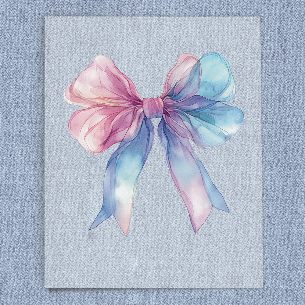 Purple Blue Watercolor Coquette Bow