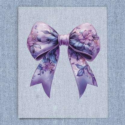 Purple Flowers Coquette Bow