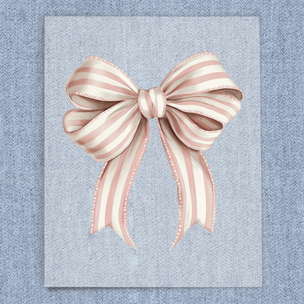 Vintage Pink & White Stripes Coquette Bow