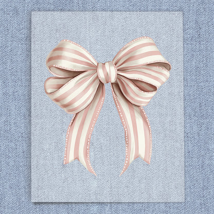 Vintage Pink & White Stripes Coquette Bow