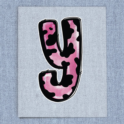 Y Black & Pink Cow Print