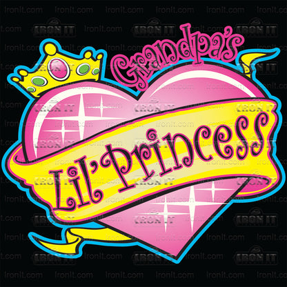 Grandpas Lil Princess Neon Heart | Kids Direct-To-Film Transfer