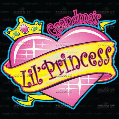 Grandmas Lil Princess Neon Heart | Kids Direct-To-Film Transfer