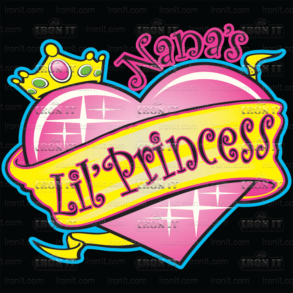 Nanas Lil Princess Neon Heart | Kids Direct-To-Film Transfer